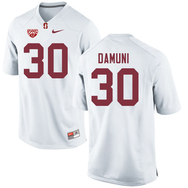 Men #30 Levani Damuni Stanford Cardinal College Football Jerseys Sale-White - Click Image to Close